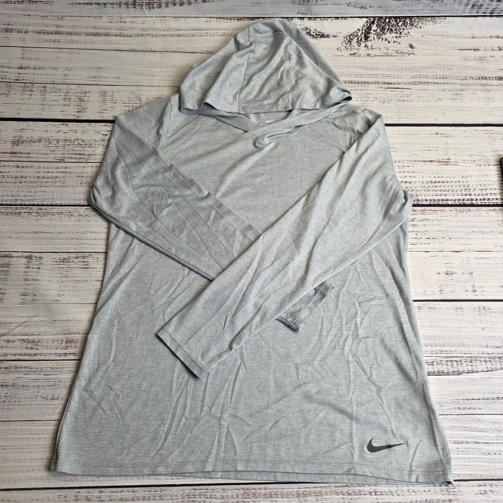 Nike Dri Fit Legend Hoodie Women Large Gray Light Athletic Pullover Running Flaw